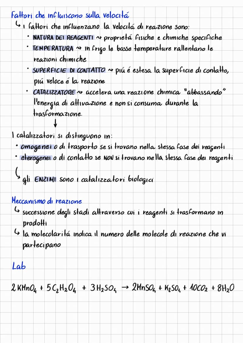 CINETICA CHIMICA
↳
parte della chimica che studia la velocità delle trasformazioni
chimiche
V = _quantità di reagente
tempo trasformazione
L
