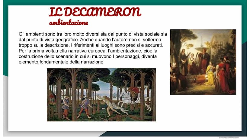 Il Decameron
Giovanni Boccaccio
11
Scansionato con CamScanner GIOVANNI BOCCACCIO (la vita)
Giovanni Boccaccio nasce in Toscana, a Firenze ne