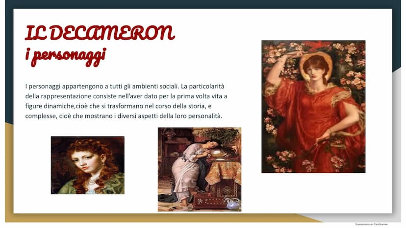 Il Decameron
Giovanni Boccaccio
11
Scansionato con CamScanner GIOVANNI BOCCACCIO (la vita)
Giovanni Boccaccio nasce in Toscana, a Firenze ne
