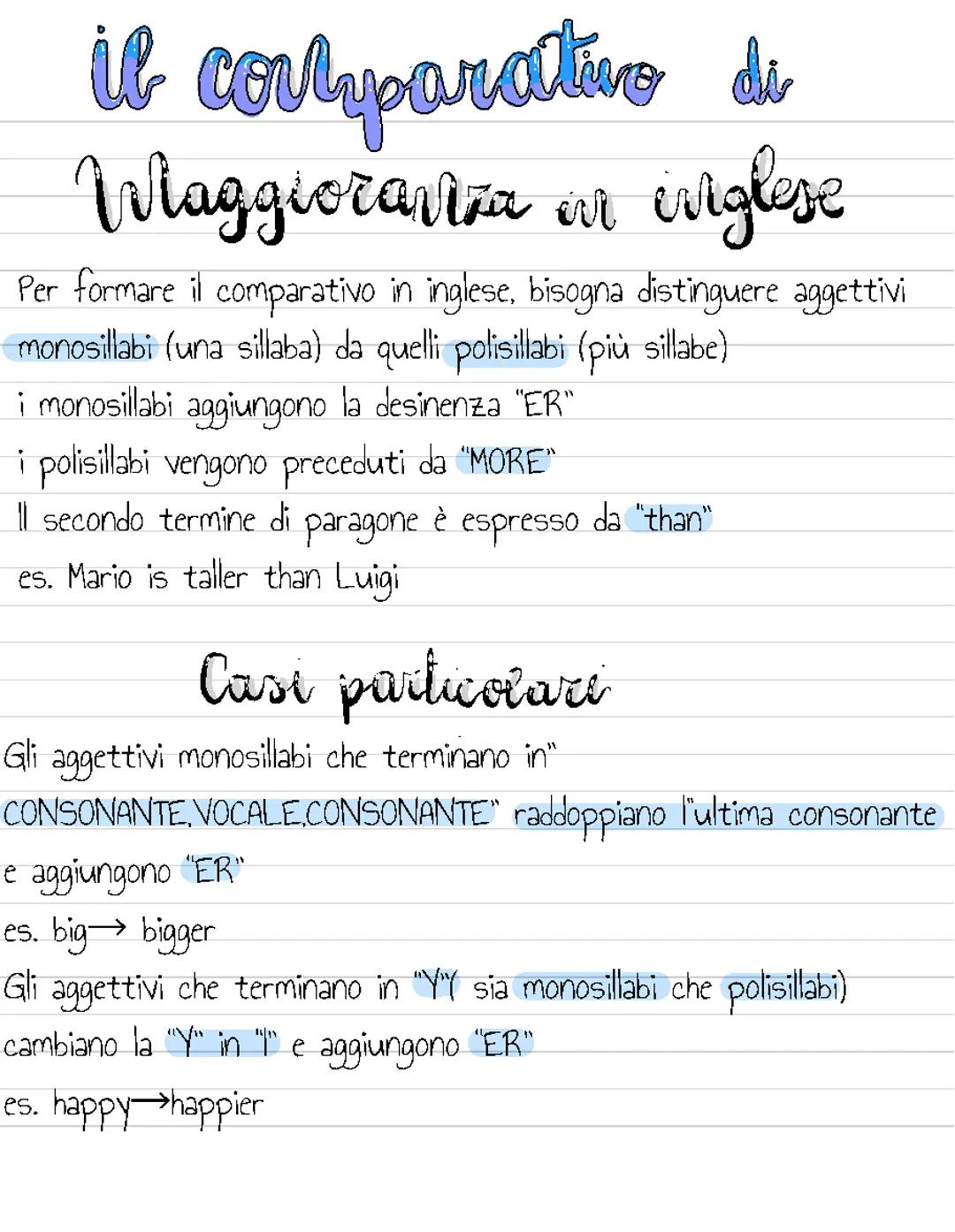 i comparativi di maggioranza in inglese 
