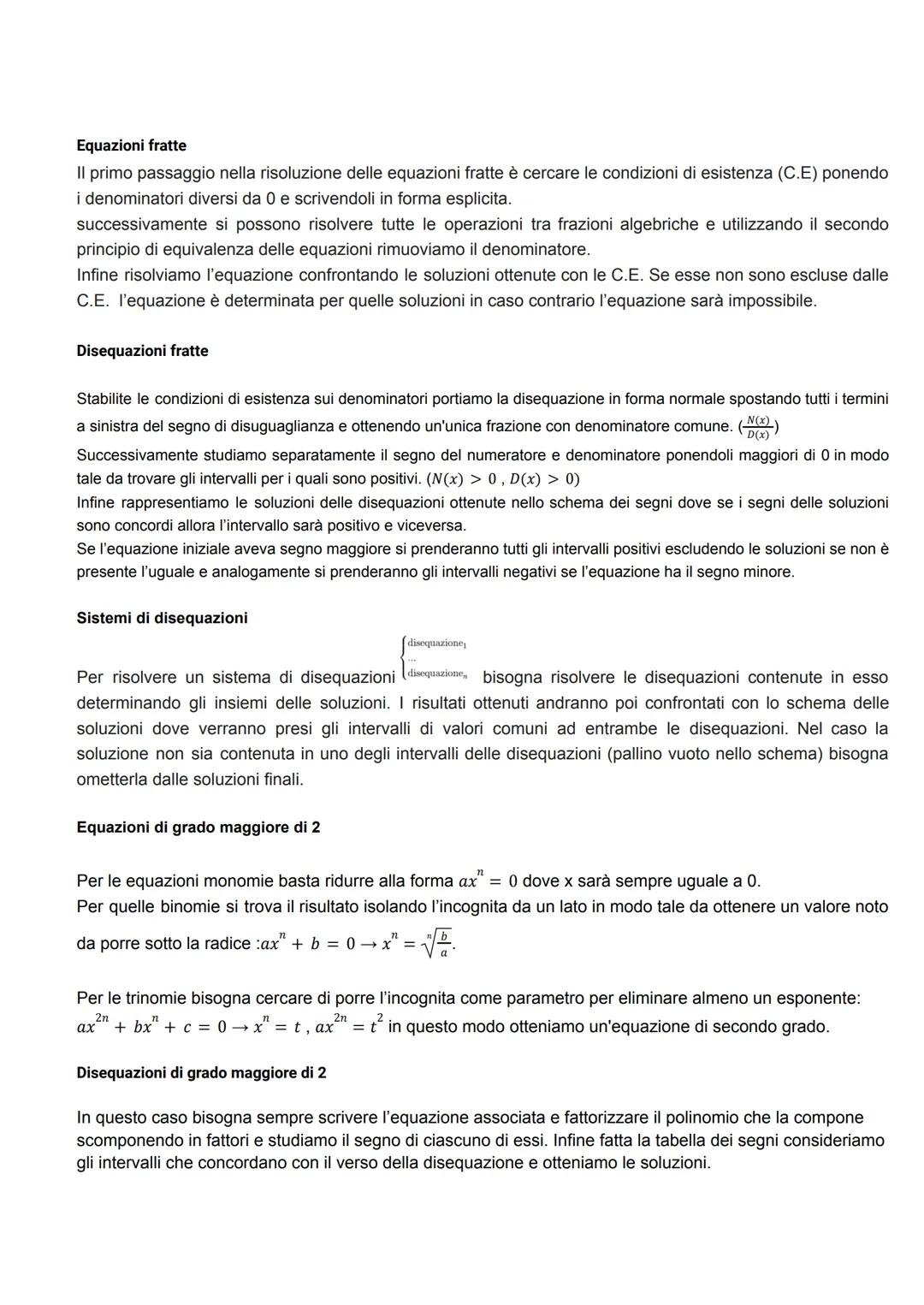 Metodi di risoluzione di equazioni e disequazioni
Equazioni di primo grado
Per risolvere le equazioni di primo grado si applicano i principi