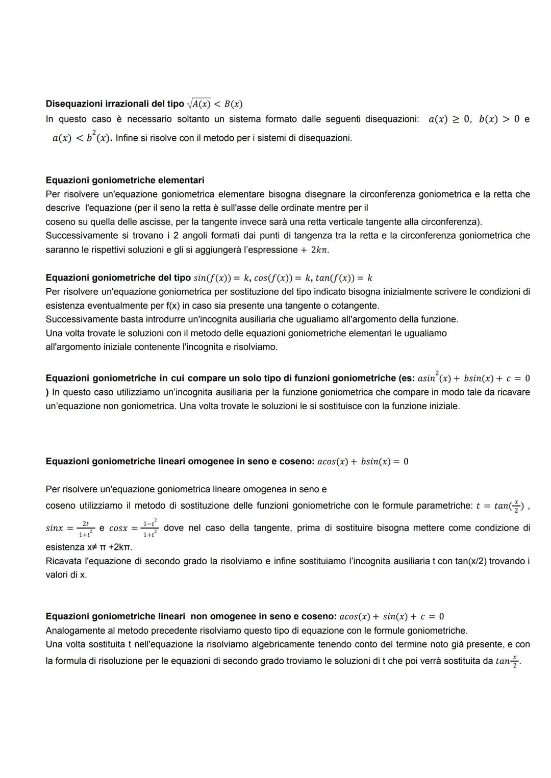 Metodi di risoluzione di equazioni e disequazioni
Equazioni di primo grado
Per risolvere le equazioni di primo grado si applicano i principi