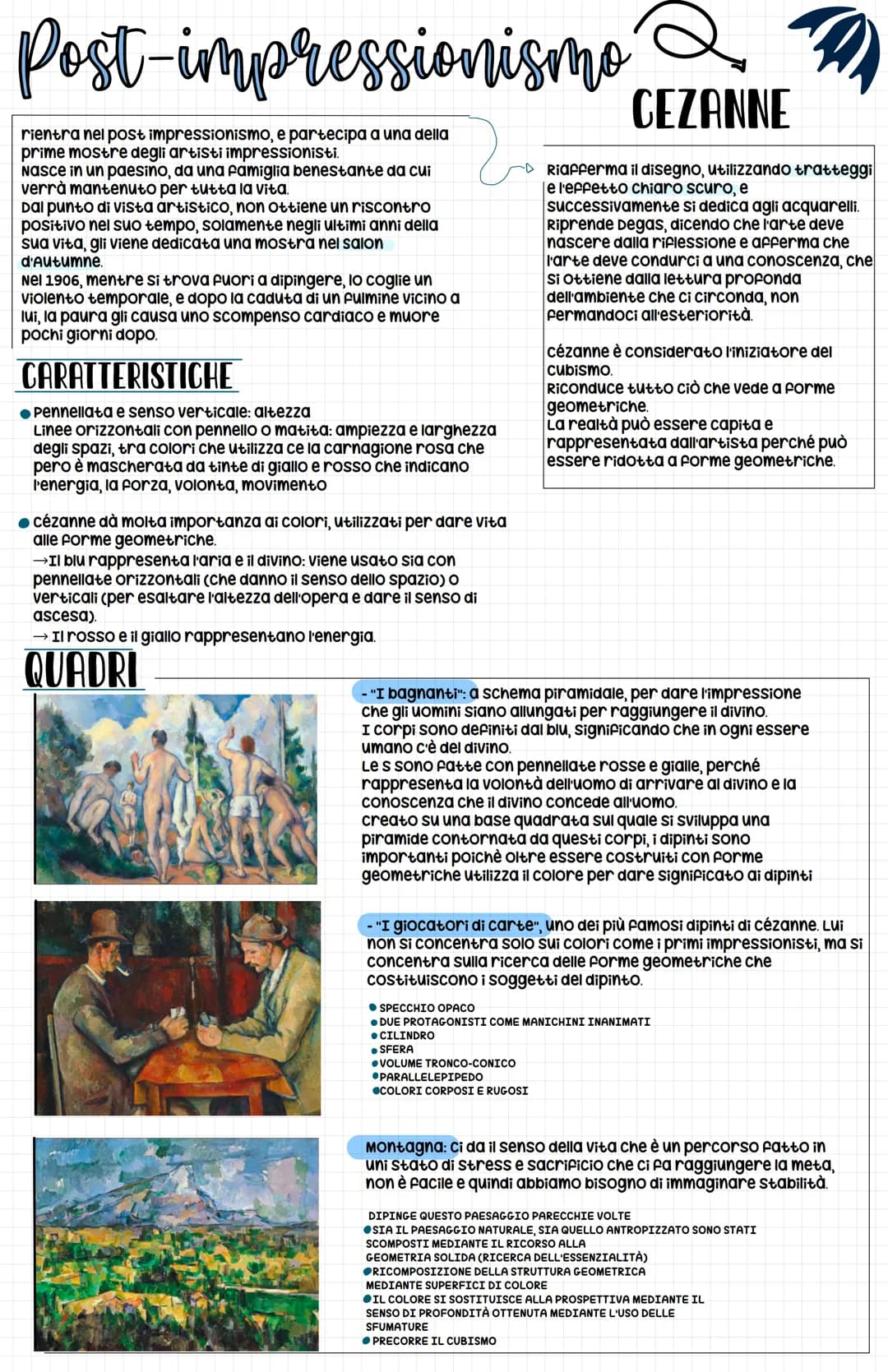 Post-impressionismo CEZANNE
rientra nel post impressionismo, e partecipa a una della
prime mostre degli artisti impressionisti.
Nasce in un 