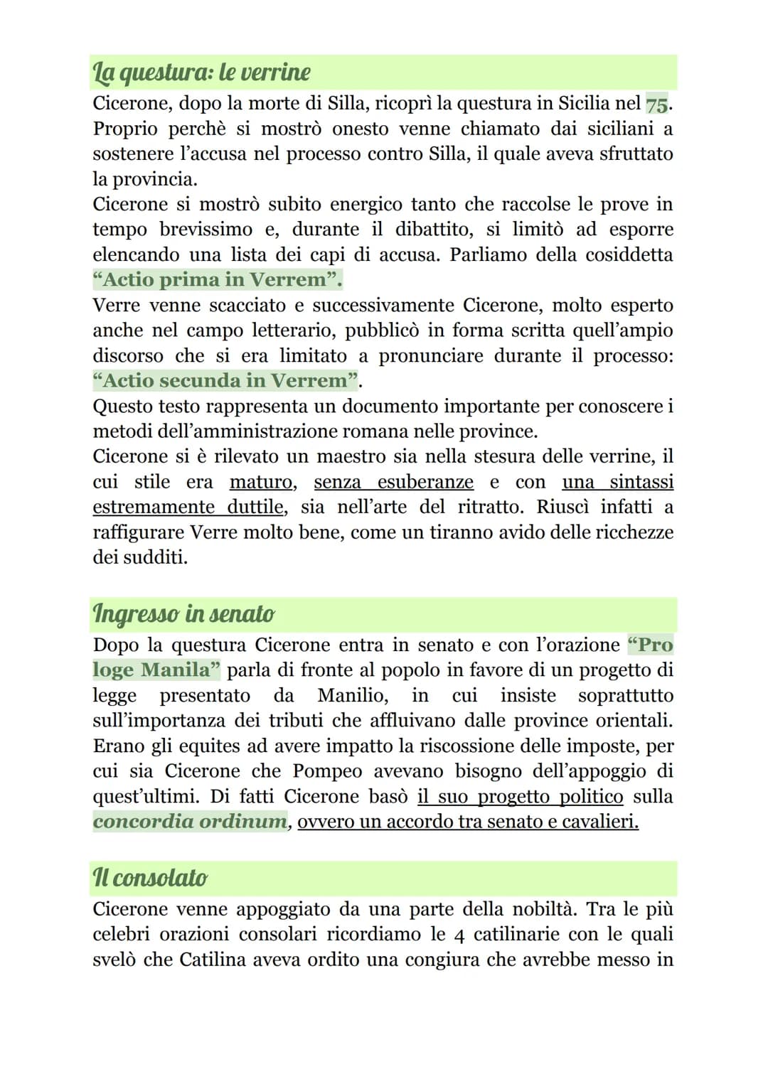 Cicerone
Vita
Nacque il 106 a.C. e morì nel 43 a.C.,
ucciso dai sicari di Antonio. Nacque ad
Arpino (ciociaria) da un'agiata
famiglia equest