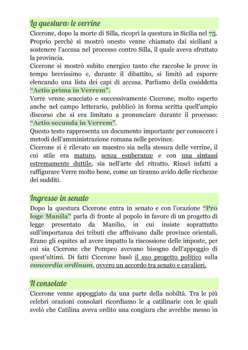 Cicerone
Vita
Nacque il 106 a.C. e morì nel 43 a.C.,
ucciso dai sicari di Antonio. Nacque ad
Arpino (ciociaria) da un'agiata
famiglia equest
