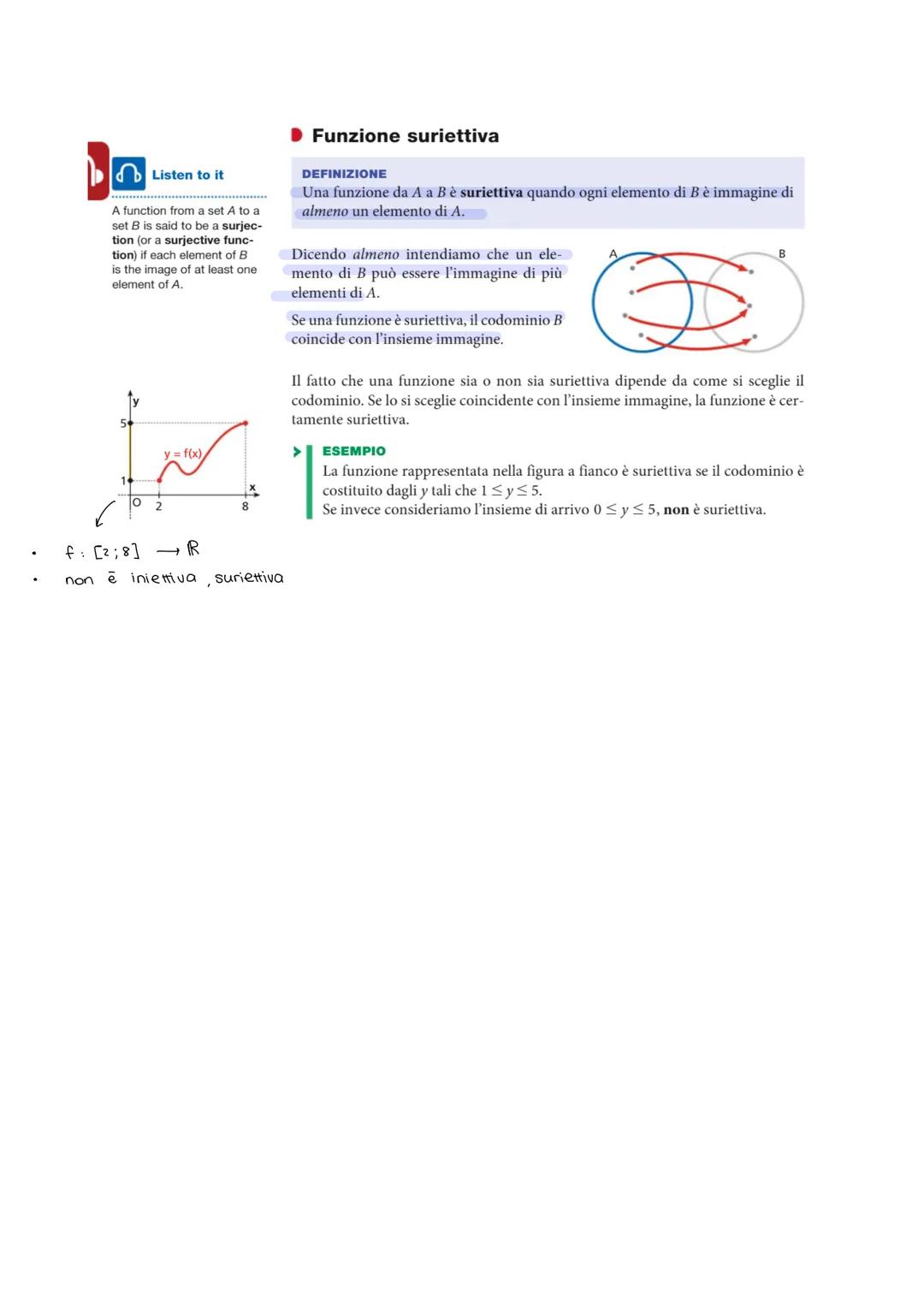 DEFINIZIONE
Una relazione f fra due insiemi A e B è una funzione se a ogni elemento di A
associa uno e un solo elemento di B.
Poiché una fun