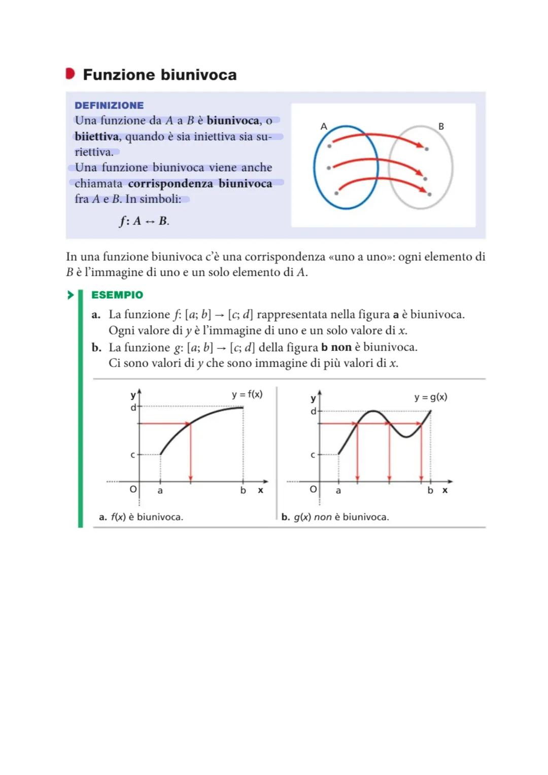 DEFINIZIONE
Una relazione f fra due insiemi A e B è una funzione se a ogni elemento di A
associa uno e un solo elemento di B.
Poiché una fun