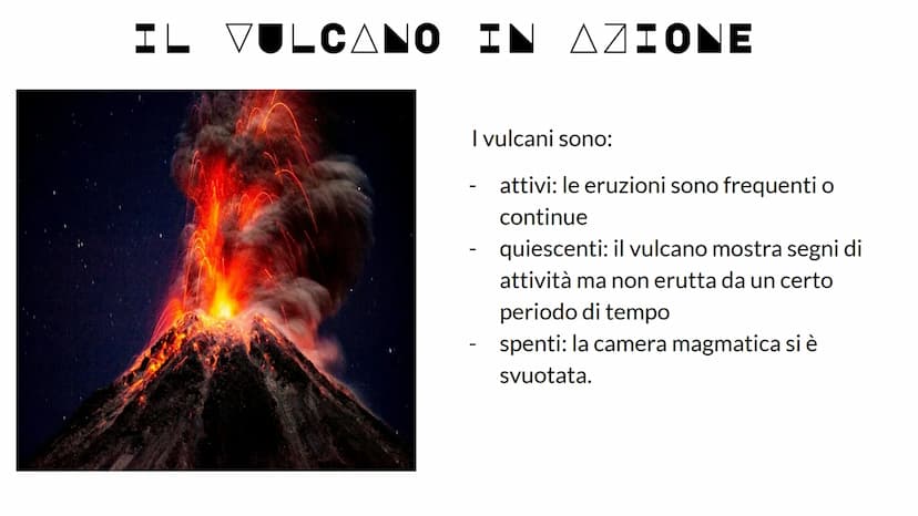 VULCANI E
TERREMOTI
Denisa E. CHE COS'È UN
UN VULCANO?
Un vulcano è una frattura della crosta terrestre da cui fuoriesce la lava che è
forma