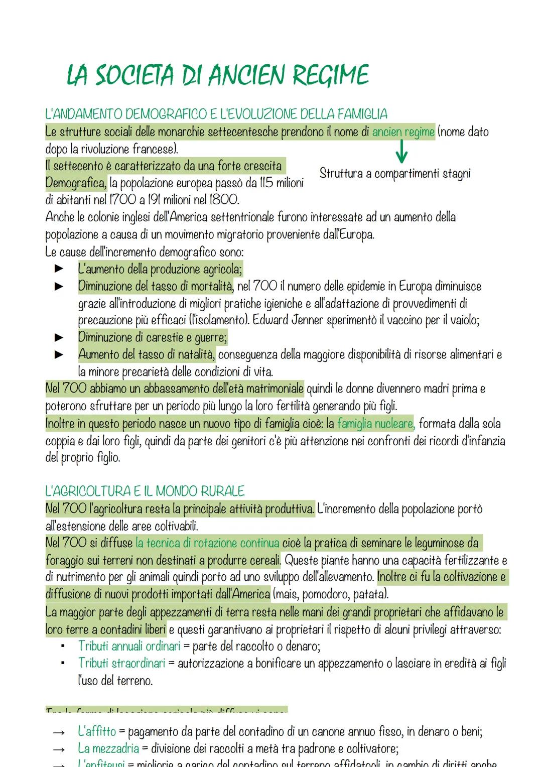 # LA SOCIETA DI ANCIEN REGIME

L'ANDAMENTO DEMOGRAFICO E L'EVOLUZIONE DELLA FAMIGLIA

Le strutture sociali delle monarchie settecentesche pr