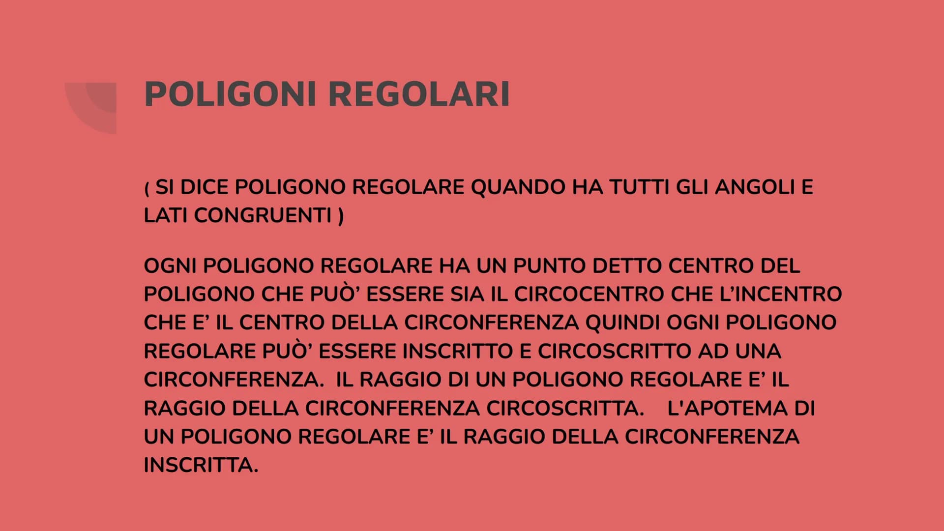 POLIGONI
INSCRITTI E
CIRCOSCRITTI POLIGONI INSCRITTI
UN POLIGONO SI DICE INSCRITTO IN UNA CIRCONFERENZA SE TUTTI I VERTICI
APPARTENGONO
ALLA