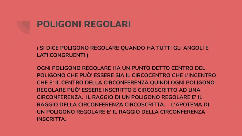 POLIGONI
INSCRITTI E
CIRCOSCRITTI POLIGONI INSCRITTI
UN POLIGONO SI DICE INSCRITTO IN UNA CIRCONFERENZA SE TUTTI I VERTICI
APPARTENGONO
ALLA