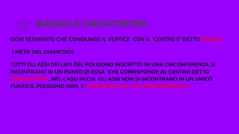 POLIGONI
INSCRITTI E
CIRCOSCRITTI POLIGONI INSCRITTI
UN POLIGONO SI DICE INSCRITTO IN UNA CIRCONFERENZA SE TUTTI I VERTICI
APPARTENGONO
ALLA