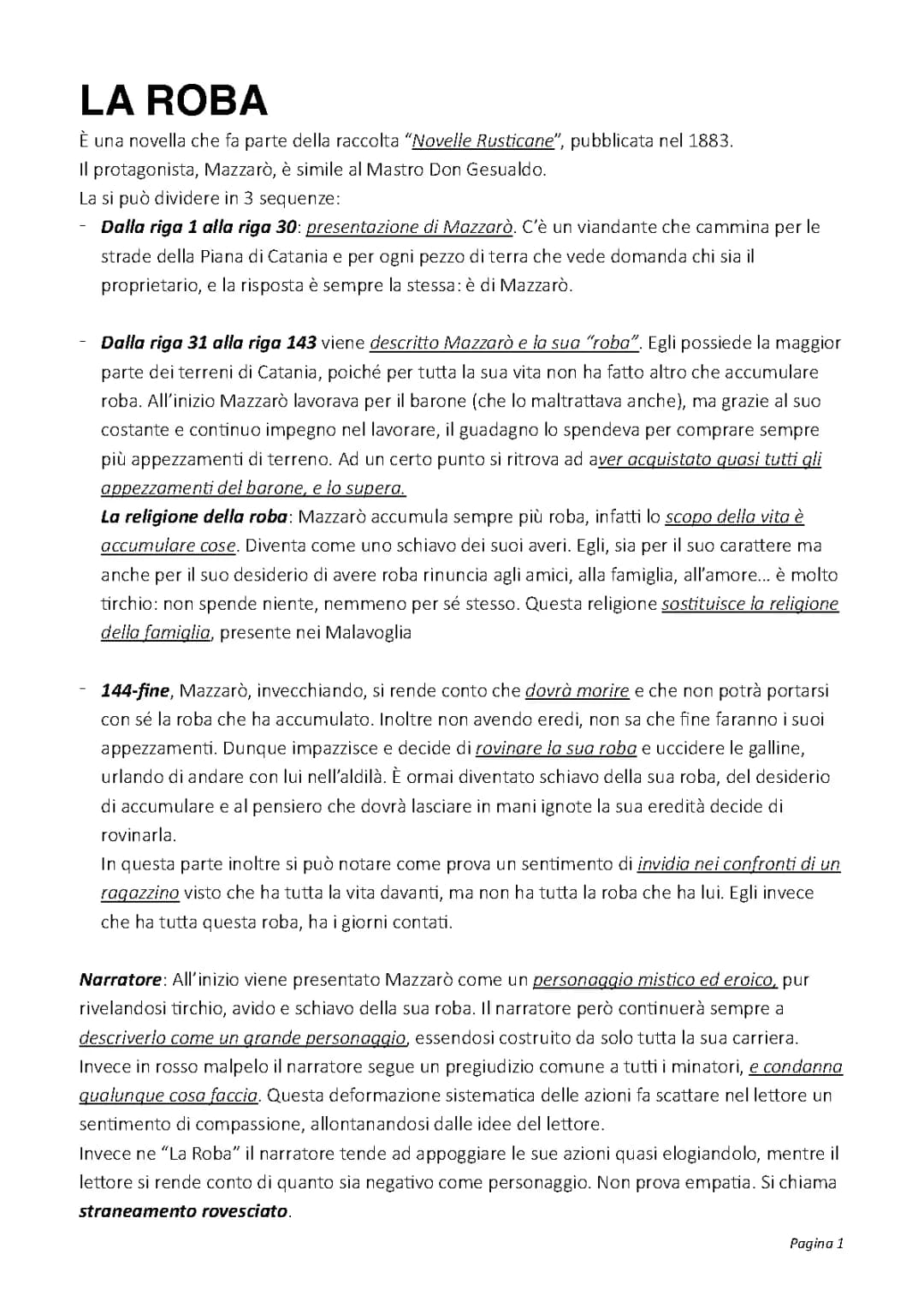 LA ROBA GIOVANNI VERGA