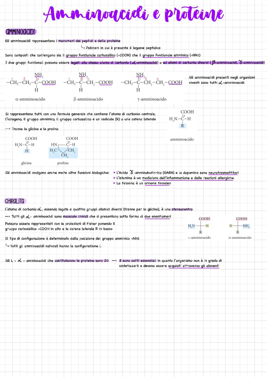 Amminoacidi e proteine