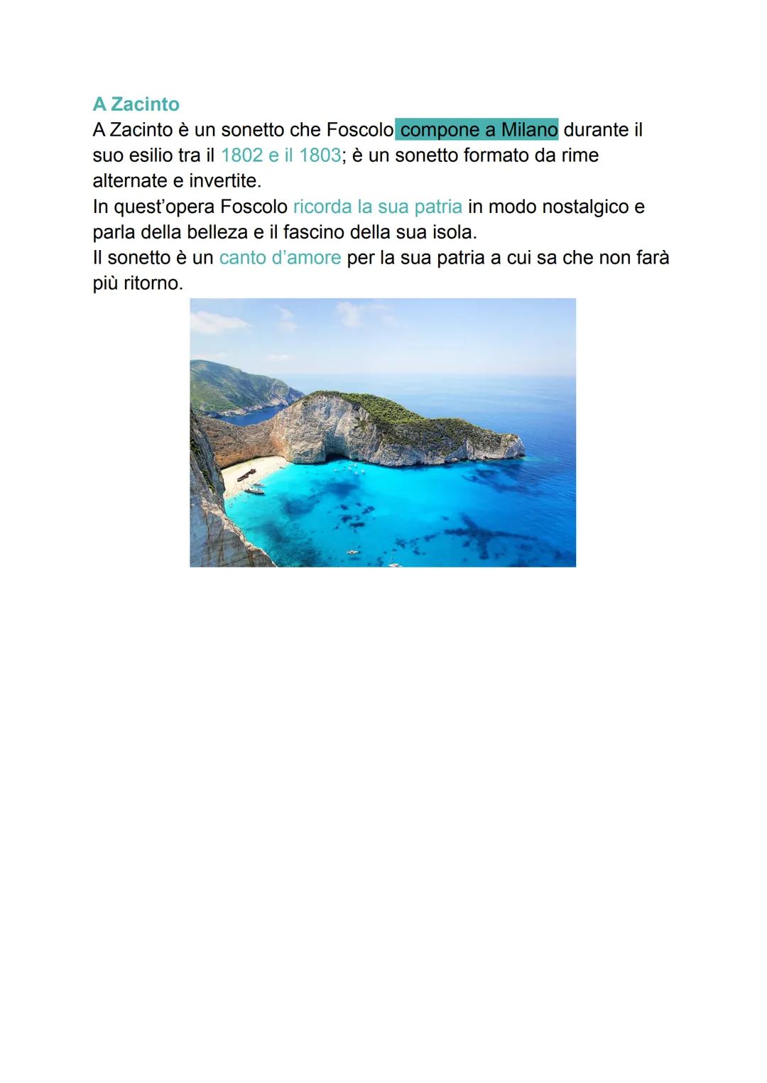 La vita
Ugo Foscolo
gaiastudying
->Niccolò Foscolo (Ugo è il nome preso
più tardi) nacque a Zacinto (=Zante) in
Grecia nel 1778.
Zacinto è u