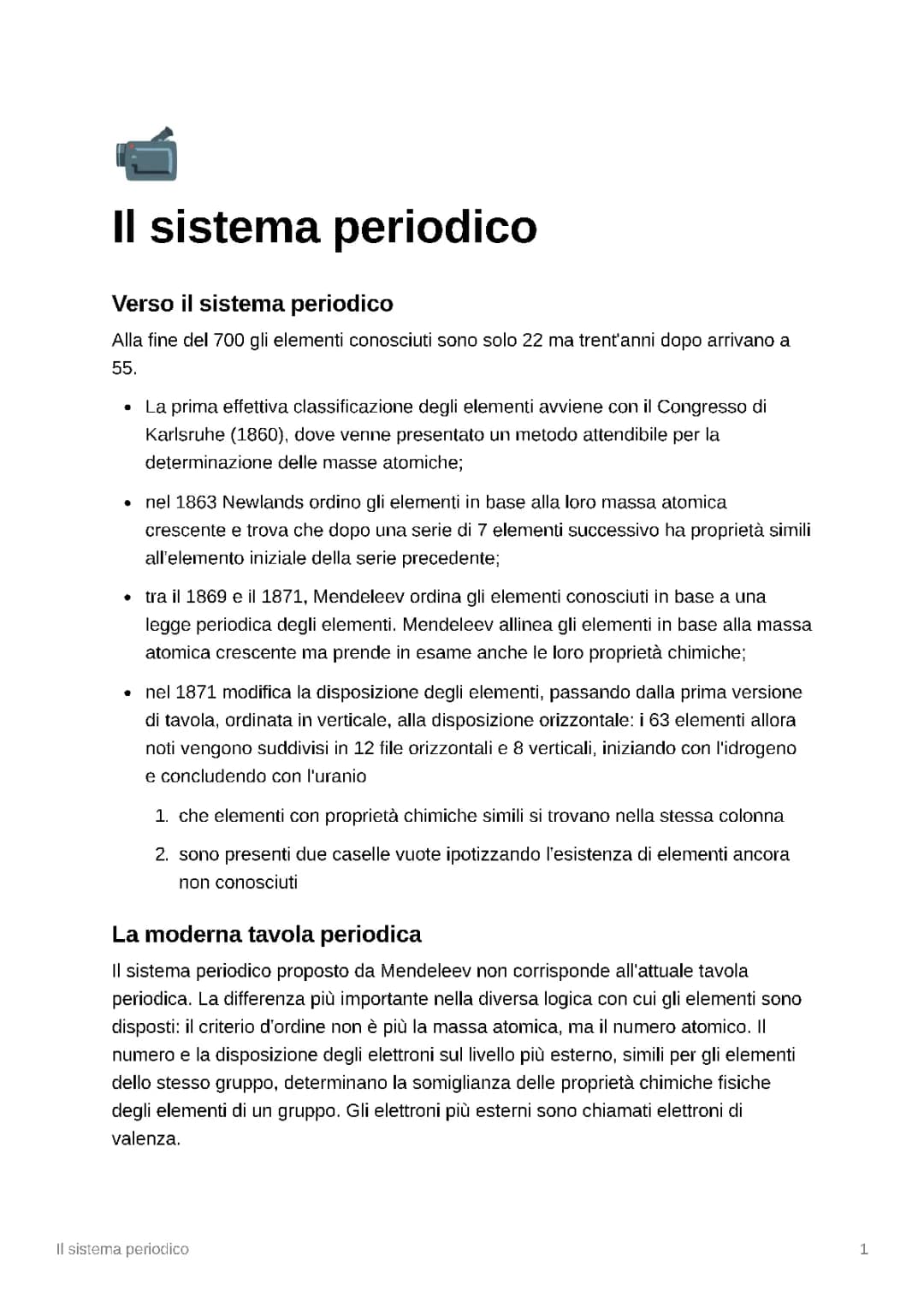 Il sistema periodico
