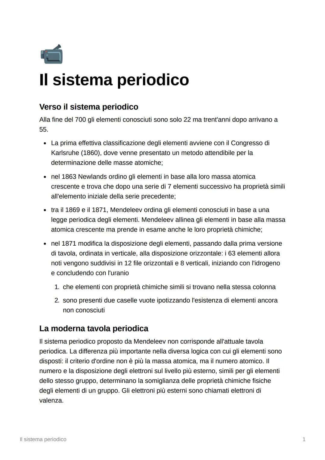 Il sistema periodico
Verso il sistema periodico
Alla fine del 700 gli elementi conosciuti sono solo 22 ma trent'anni dopo arrivano a
55.
• L