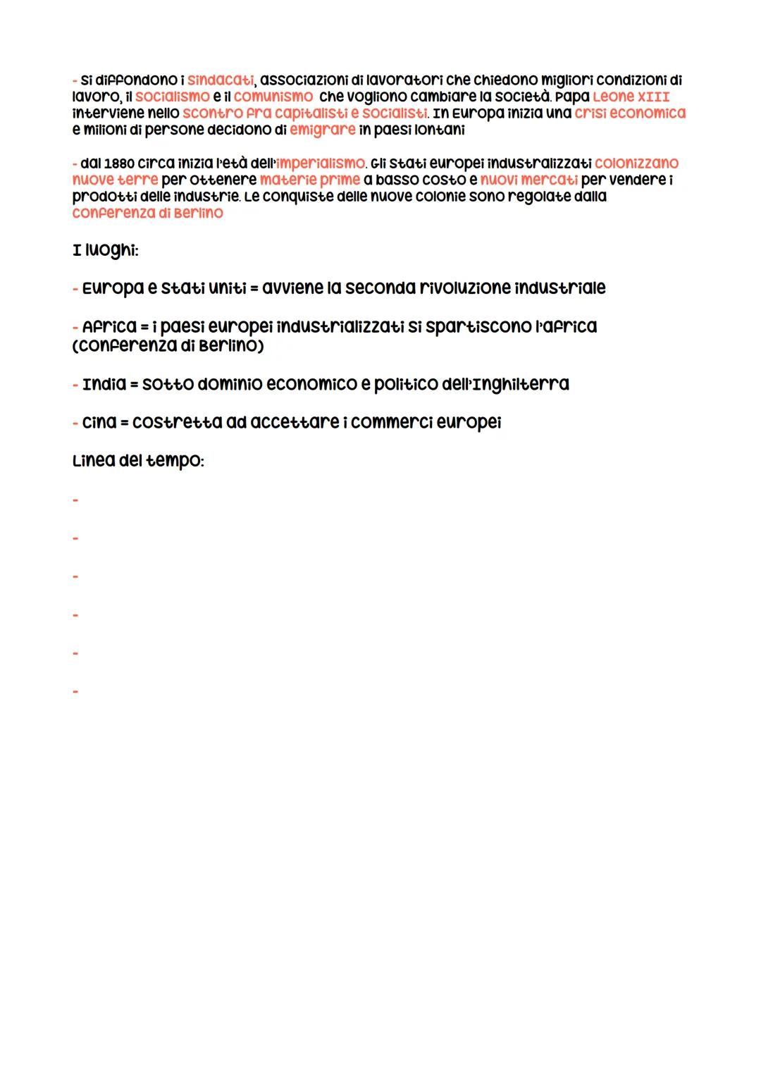 Lindustrializzazione e il socialismo
Gli eventi:
- nel corso del 1800 l'industrializzazione si diffonde in Europa e negli Stati Uniti d'
Ame