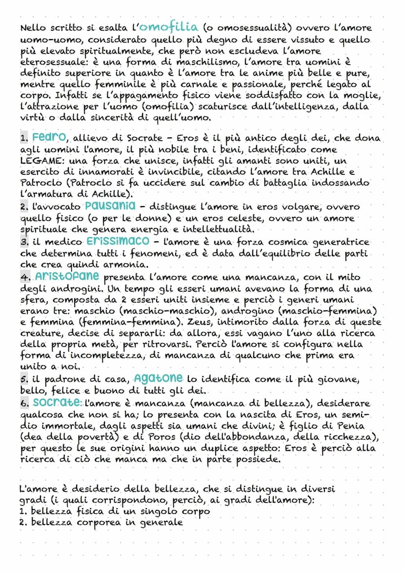 L'AMORE PER PLATONE
Egli lo definisce come la ricerca che impegna.
l'essere umano nella sua totalità: corpo e
anima. L'eros, per i Greci è l