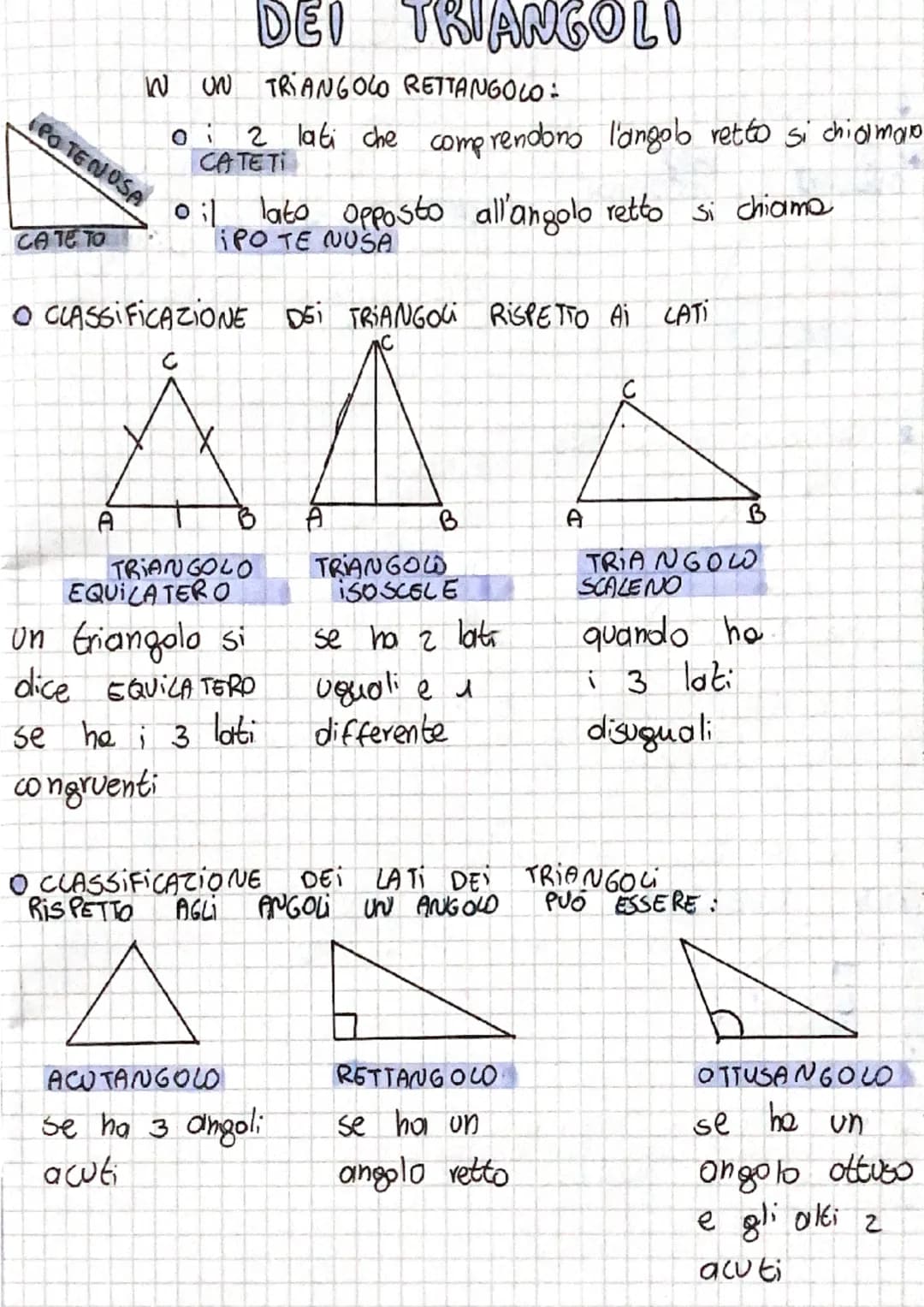 POTENOSA
CATE TO
DEI TRIANGOLI
W UN TRIANGOLO RETTANGOLO:
0 2 lati che comprendono l'angol retto si chiamano
CATETI
A
。il lato opposto all'a