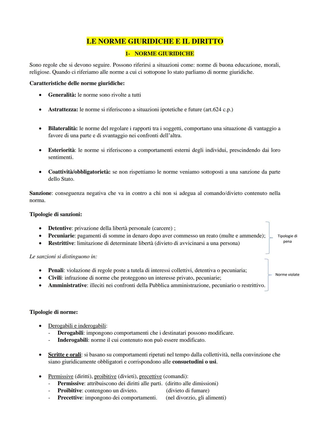 LE NORME GIURIDICHE E IL DIRITTO
1- NORME GIURIDICHE
Sono regole che si devono seguire. Possono riferirsi a situazioni come: norme di buona 