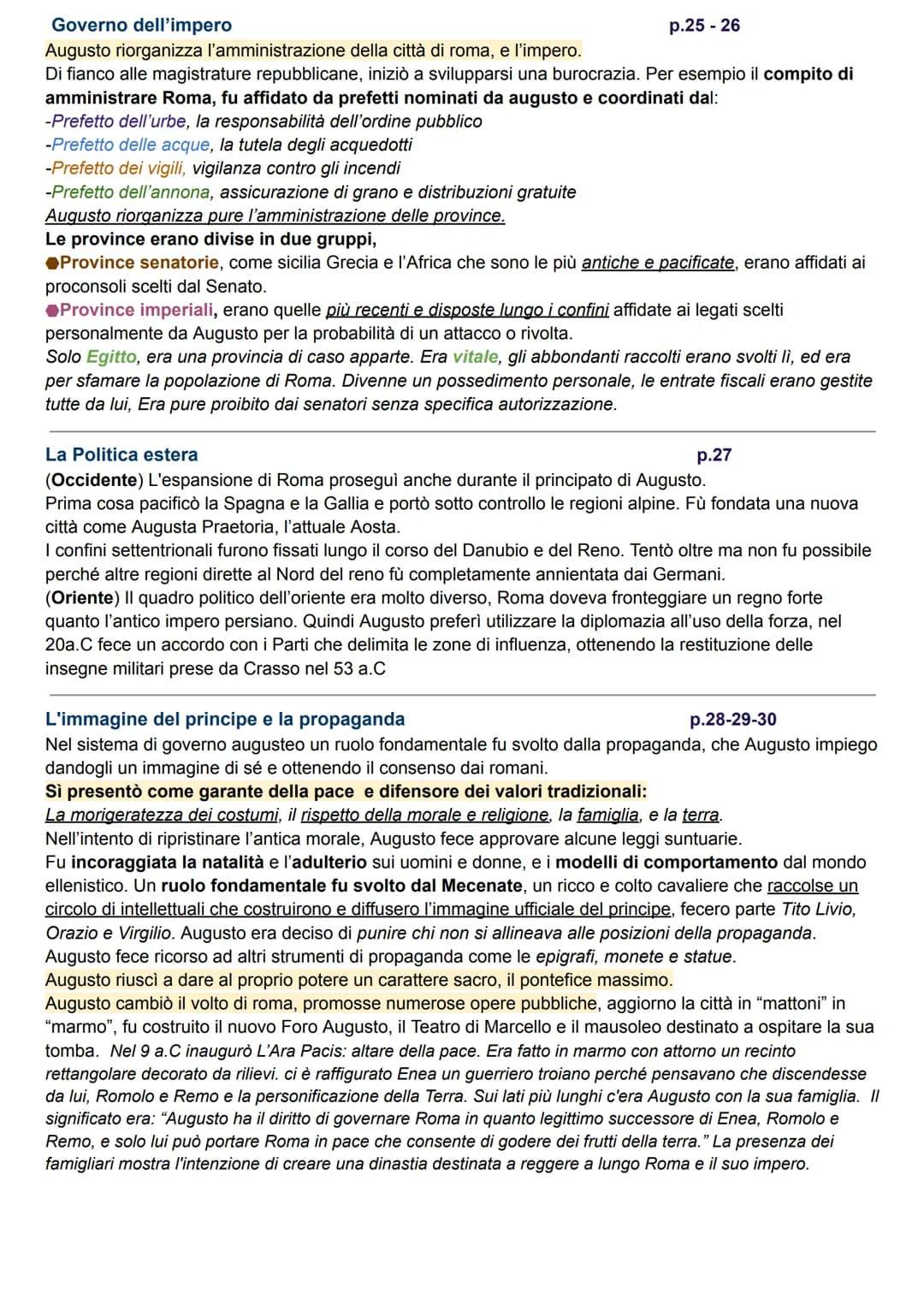 Augusto e la Dinastia Giulio-Claudia
Ottaviano garantisce la pace
(cap. 1)
p.22
Grazie alla vittoria di Ottaviano su Antonio e la conquista 