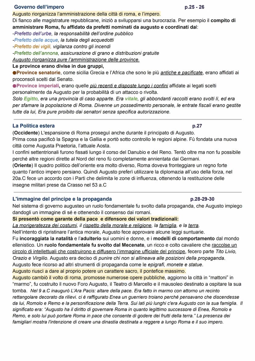 Augusto e la Dinastia Giulio-Claudia
Ottaviano garantisce la pace
(cap. 1)
p.22
Grazie alla vittoria di Ottaviano su Antonio e la conquista 