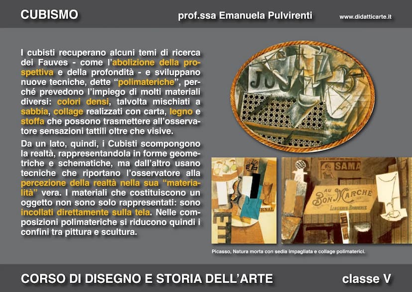 CUBISMO
prof.ssa Emanuela Pulvirenti
18. IL CUBISMO
CORSO DI DISEGNO E STORIA DELL'ARTE
www.didatticarte.it
classe V CUBISMO
prof.ssa Emanue