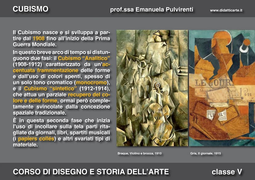 CUBISMO
prof.ssa Emanuela Pulvirenti
18. IL CUBISMO
CORSO DI DISEGNO E STORIA DELL'ARTE
www.didatticarte.it
classe V CUBISMO
prof.ssa Emanue