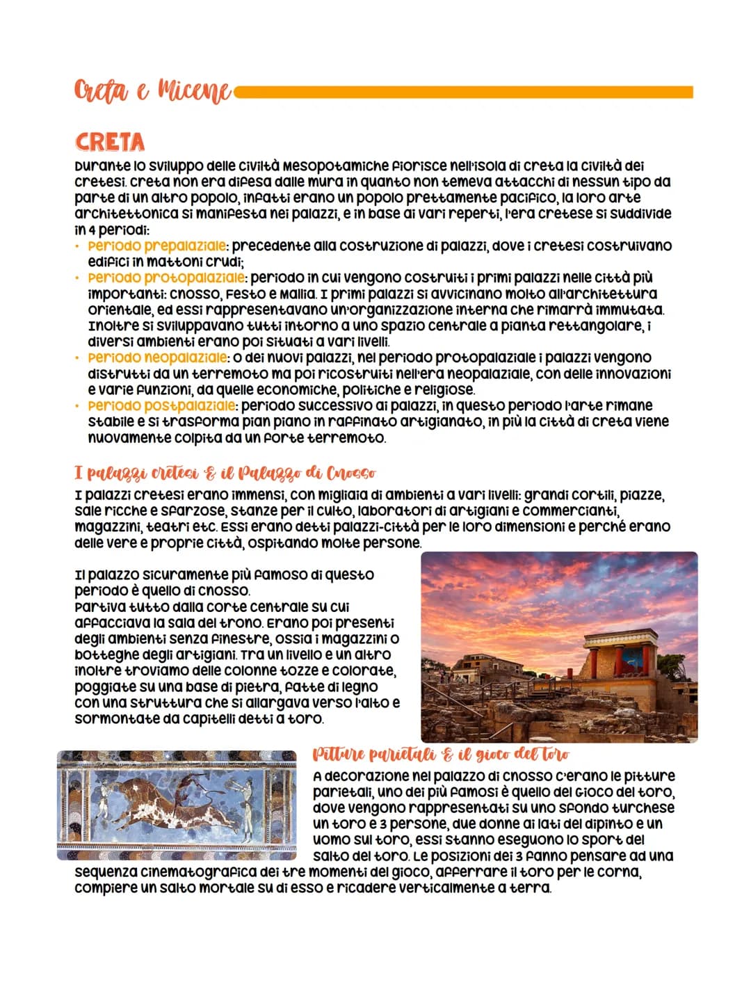 Creta e Micene
CRETA
Durante lo sviluppo delle civiltà Mesopotamiche fiorisce nell'isola di creta la civiltà dei
cretesi. creta non era dife
