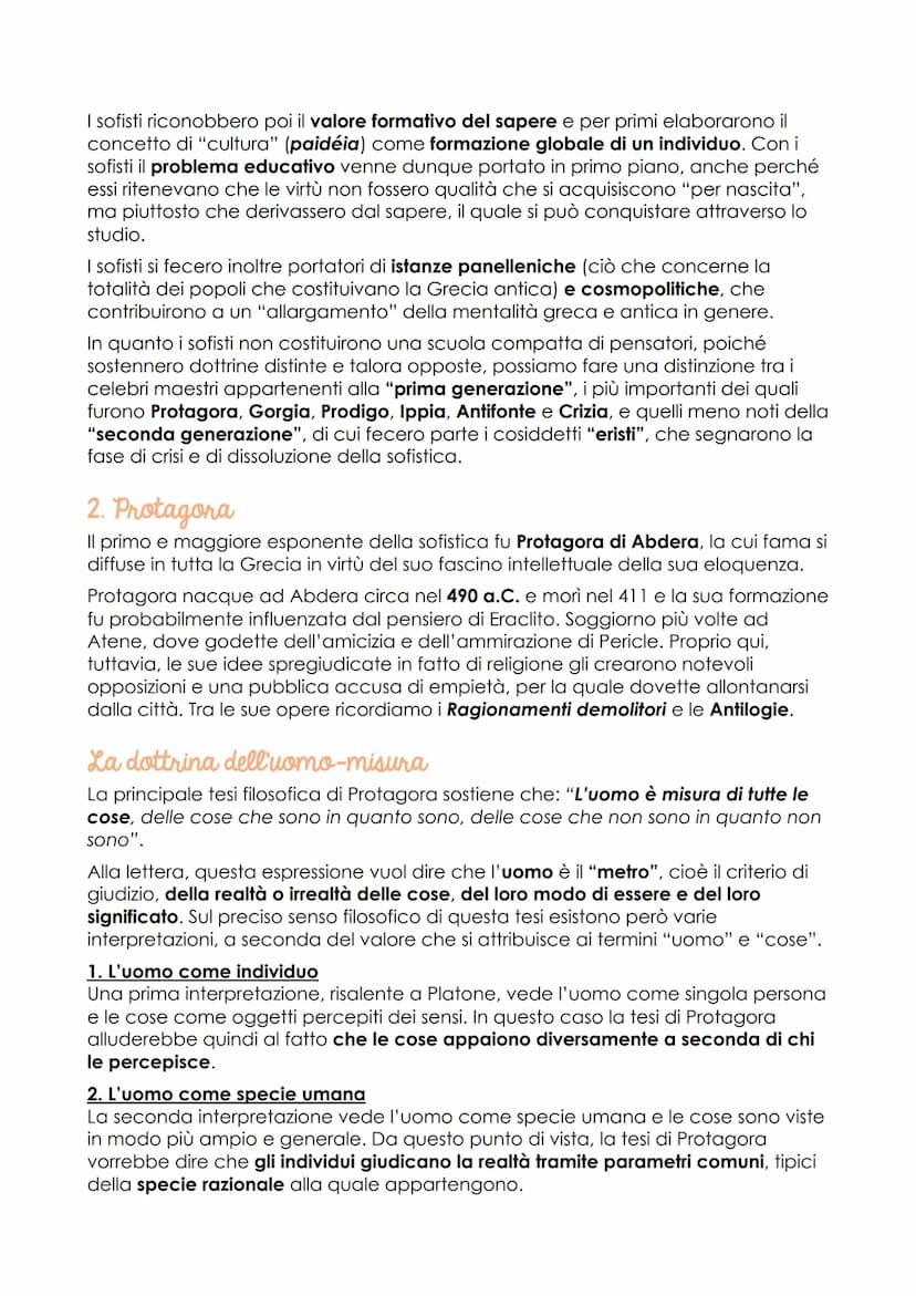 I sofisti
1. L'arte della sofistica
Nella Grecia arcaica il termine "sofista" era sinonimo di "saggio". A partire dal V
secolo a.C. nell'Ate