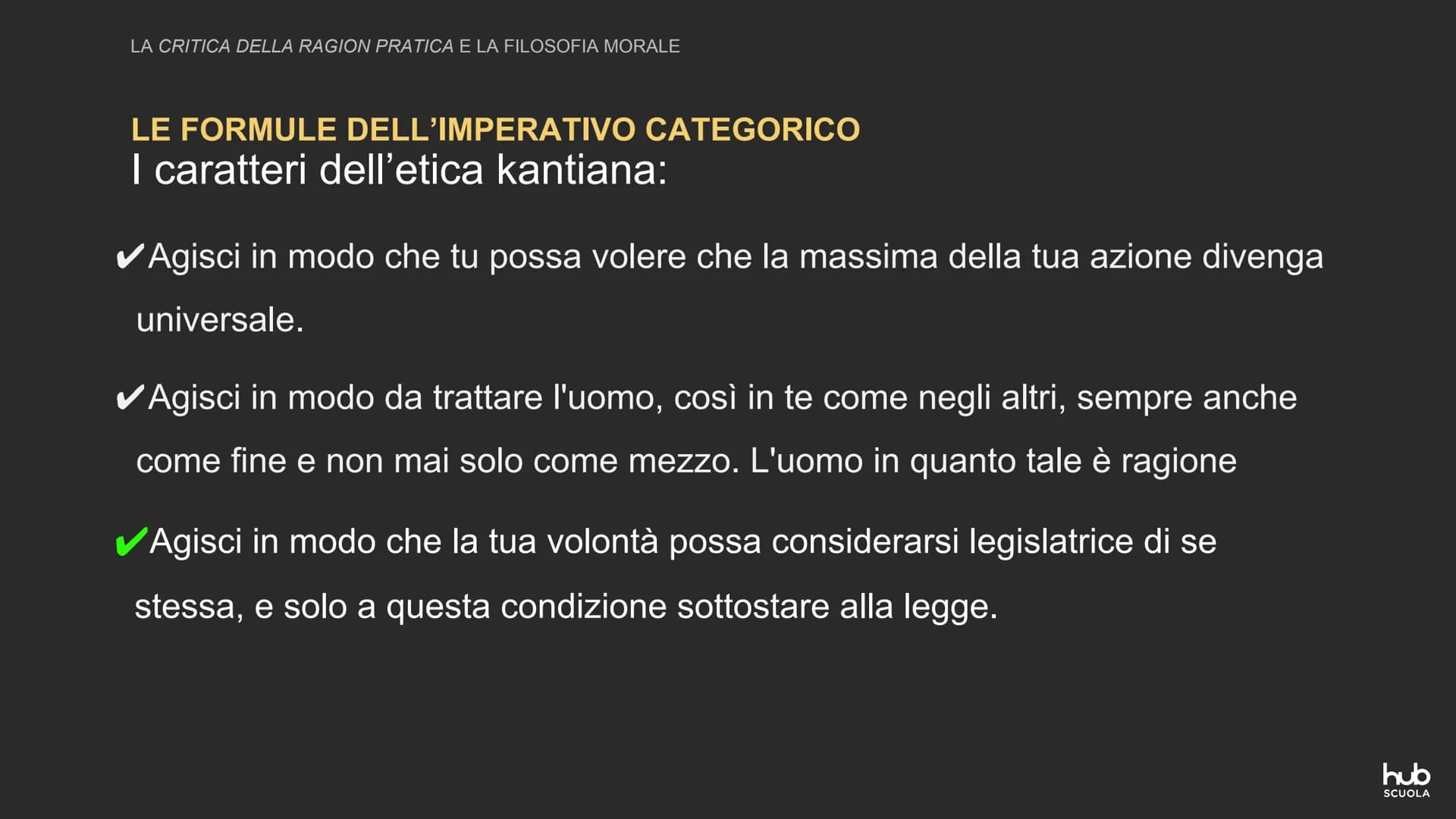 Immanuel Kant:
la Critica della ragion pratica
e la filosofia morale
hub
SCUOLA LA CRITICA DELLA RAGION PRATICA E LA FILOSOFIA MORALE
MORALE