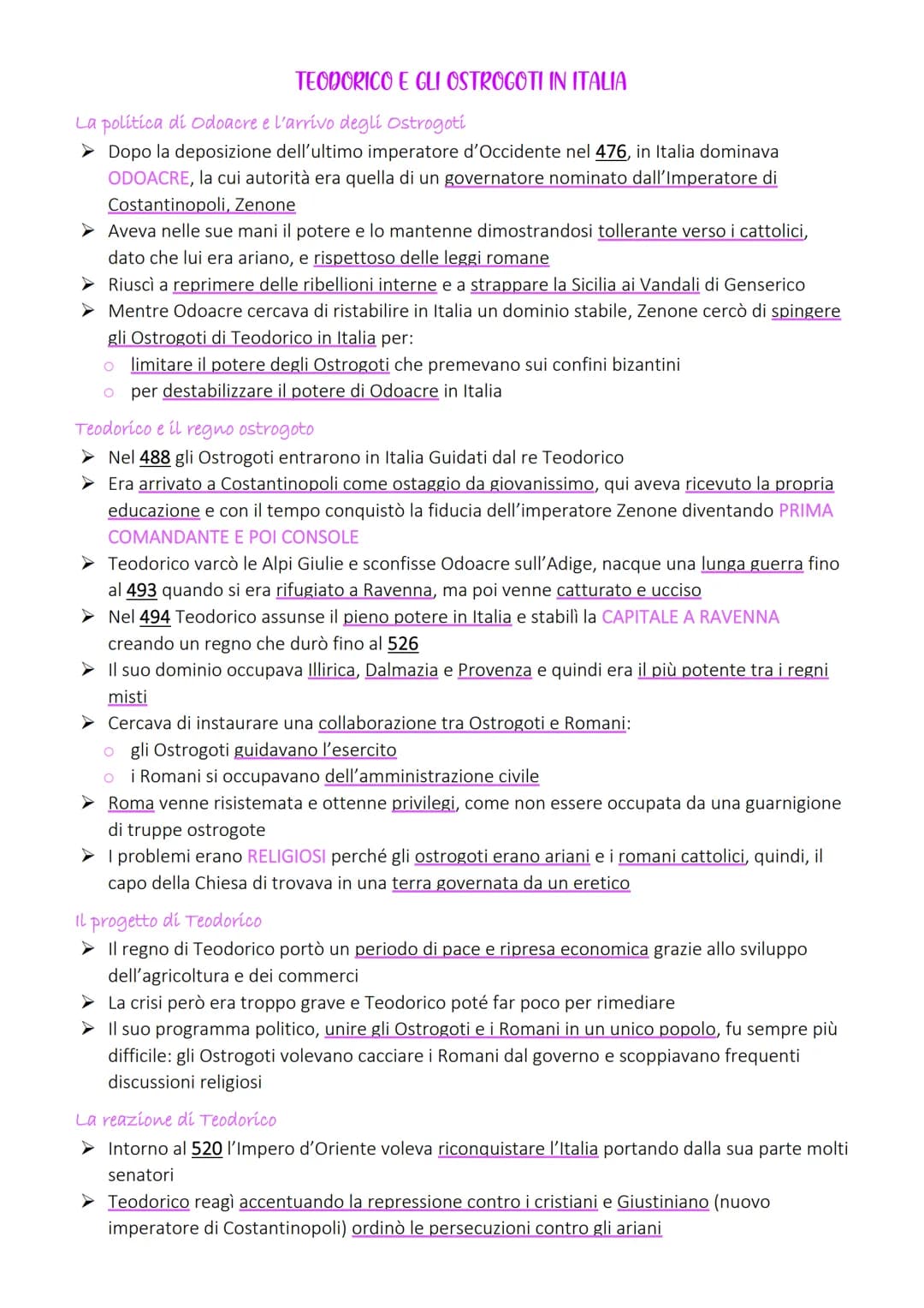 TEODORICO E GLI OSTROGOTI IN ITALIA
La política di Odoacre e l'arrivo degli Ostrogoti
Dopo la deposizione dell'ultimo imperatore d'Occidente