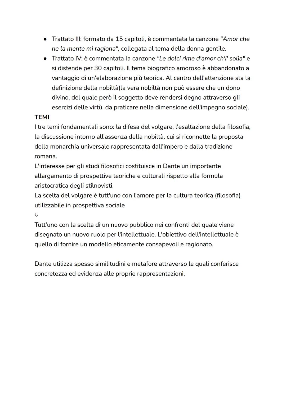 CONVIVIO (1304-1308)
Convivio è un'enciclopedia incompiuta del sapere medievale rielaborata in
chiave personale e di parte.
È scritto in vol