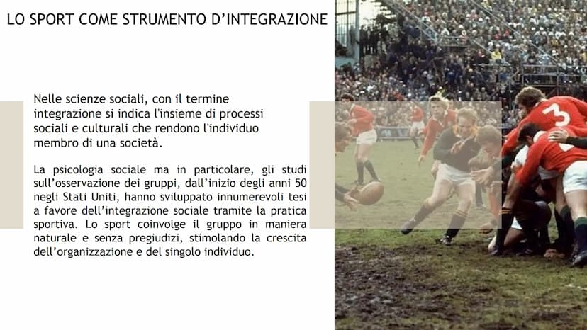 SPORT E
INTEGRAZIONE
Faccendini Alice - 2A Bio
料 LO SPORT COME STRUMENTO D'INTEGRAZIONE
Nelle scienze sociali, con il termine
integrazione s