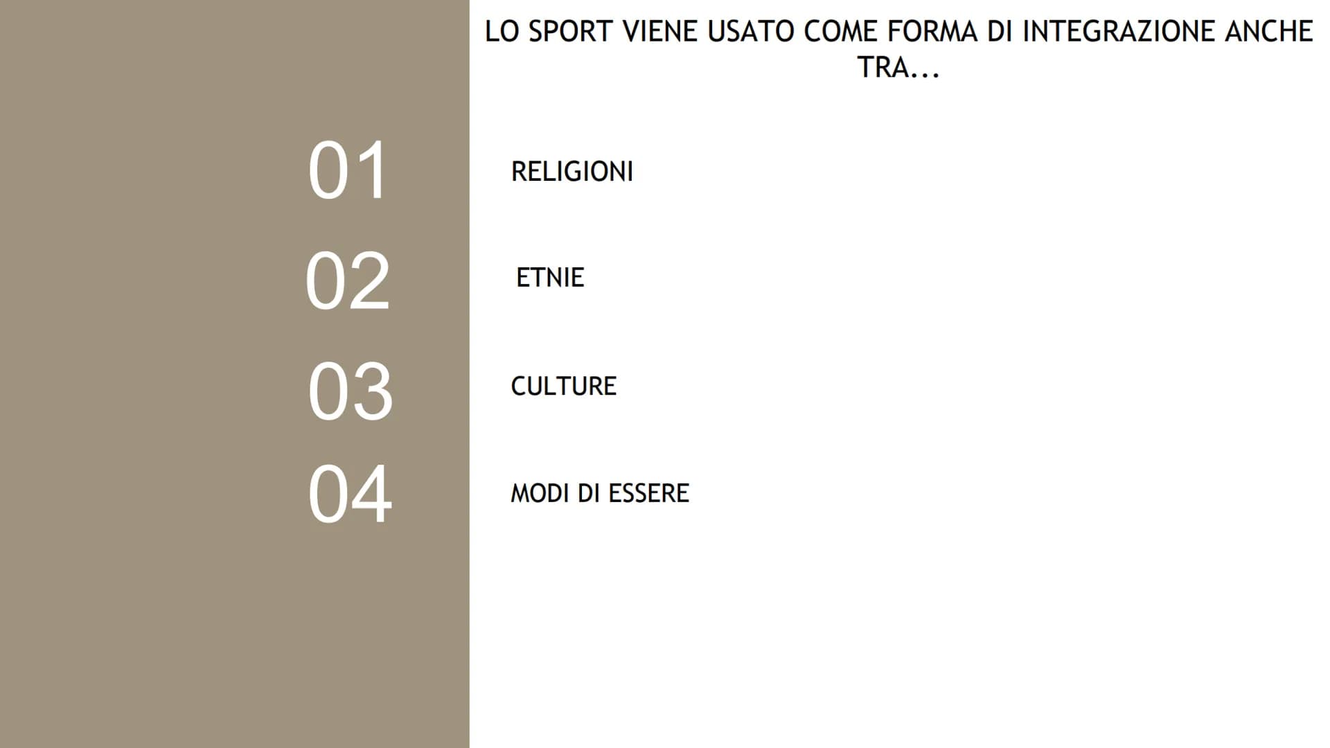 SPORT E
INTEGRAZIONE
Faccendini Alice - 2A Bio
料 LO SPORT COME STRUMENTO D'INTEGRAZIONE
Nelle scienze sociali, con il termine
integrazione s