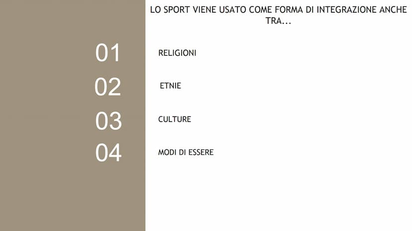 SPORT E
INTEGRAZIONE
Faccendini Alice - 2A Bio
料 LO SPORT COME STRUMENTO D'INTEGRAZIONE
Nelle scienze sociali, con il termine
integrazione s