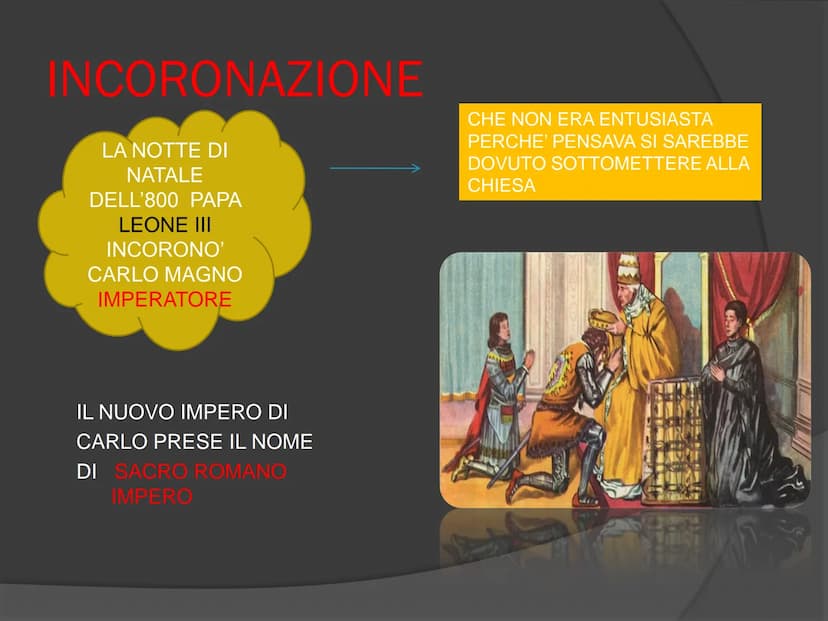 CARLO MAGNO E IL SACRO
ROMANO IMPERO
PIPINO LASCIO' IN EREDITA'
AL FIGLIO CARLO
(SOPRANNOMINATO MAGNO
CIOE'IL GRANDE) IL TITOLO
DI RE E UN P