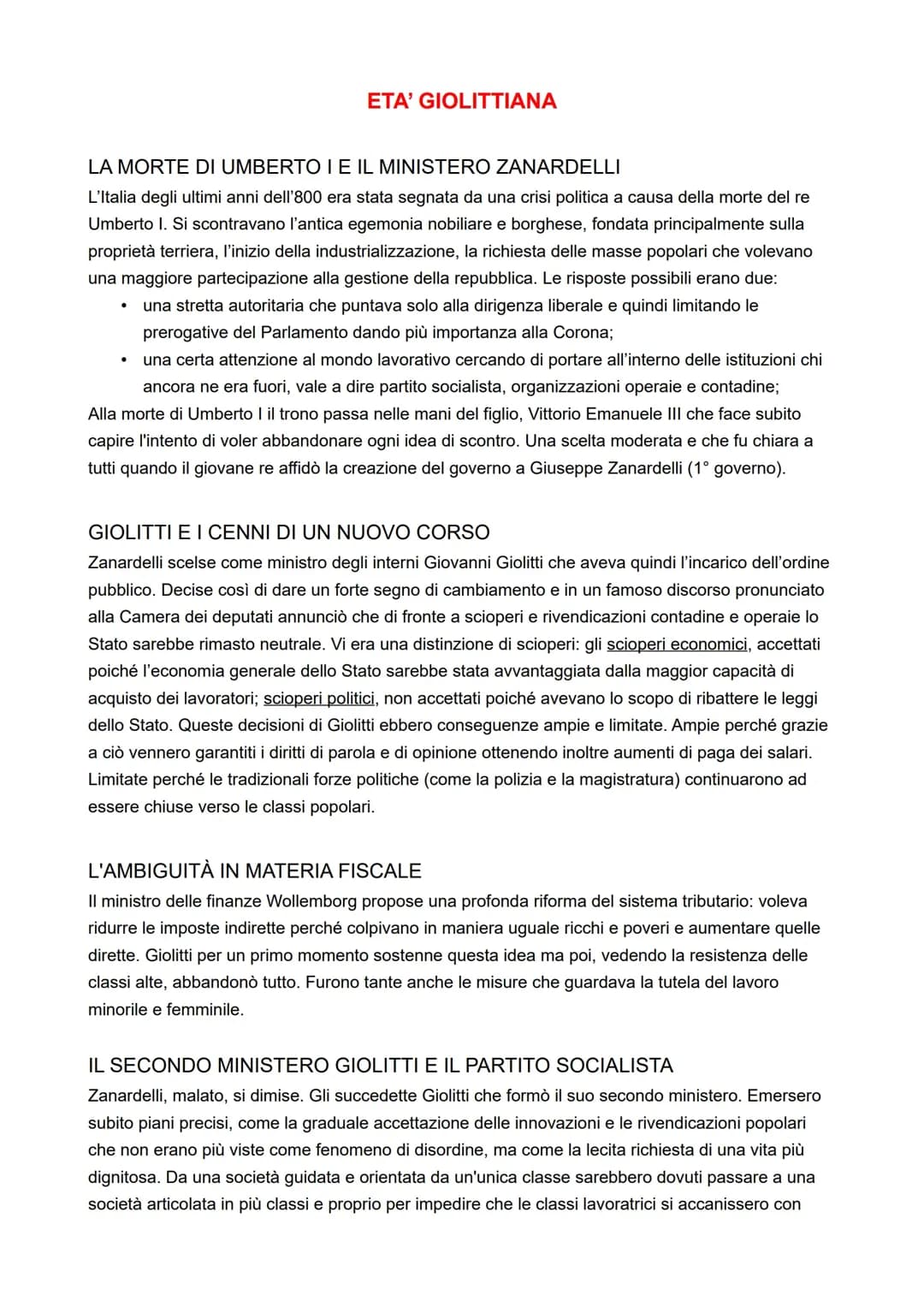 Programma di storia quinta superiore