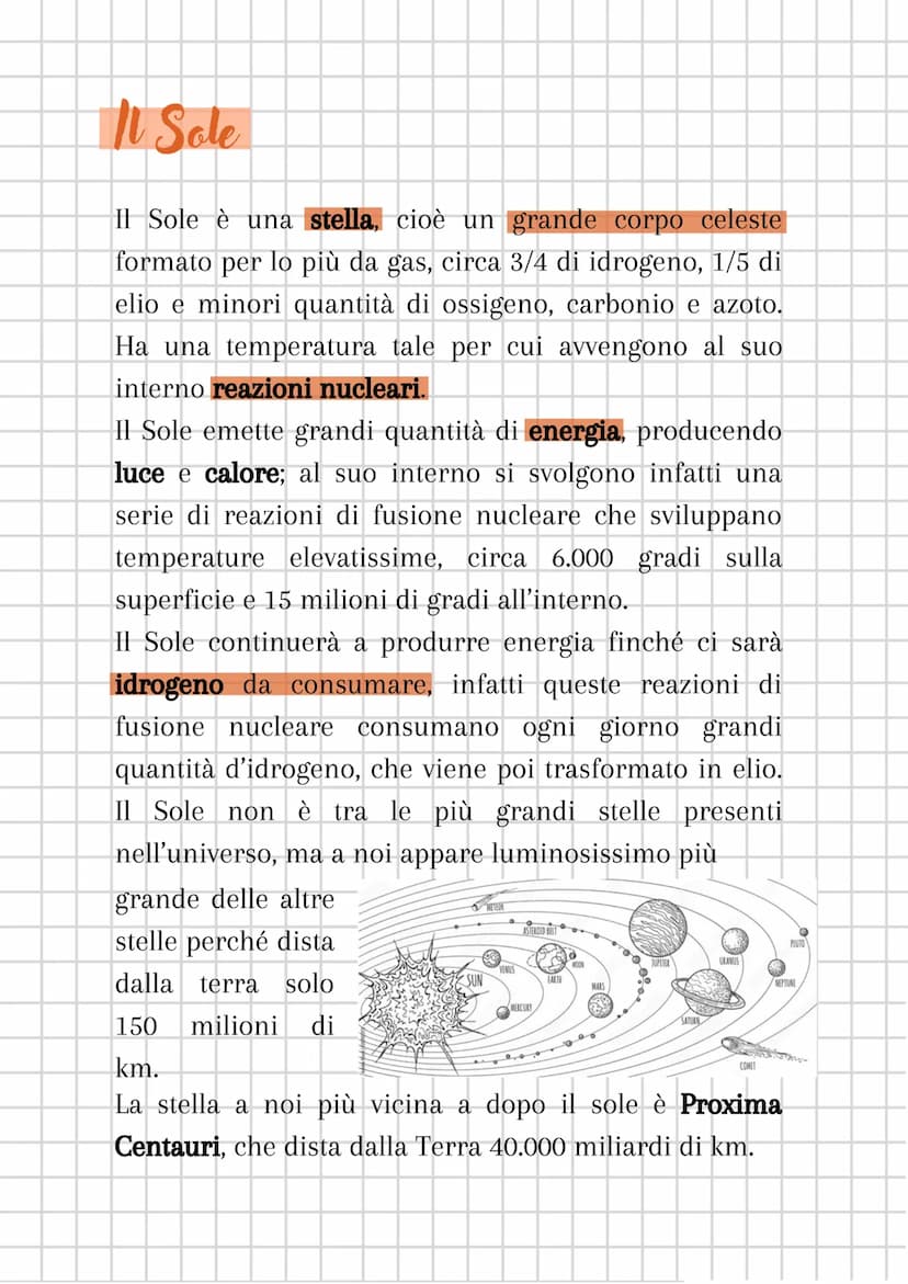 Il Sistema Solare
Il Sistema Solare è un insieme di corpi celesti formato
da:
• Una stella, il Sole
• Otto pianeti (Mercurio, Venere, Terra,