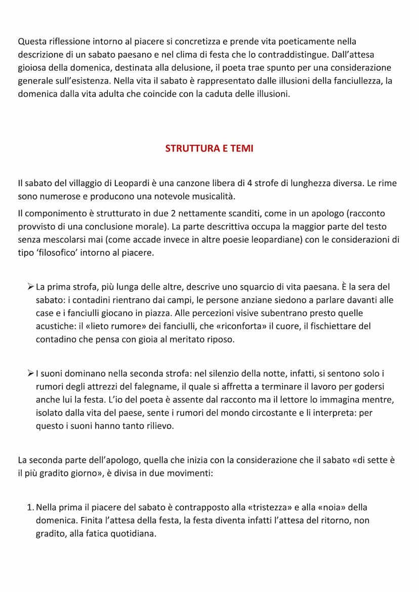 IL SABATO DEL VILLAGGIO
Il canto viene composto a Recanati nel settembre del 1829, quasi contemporaneo a "La quiete
dopo la tempesta". Fa pa