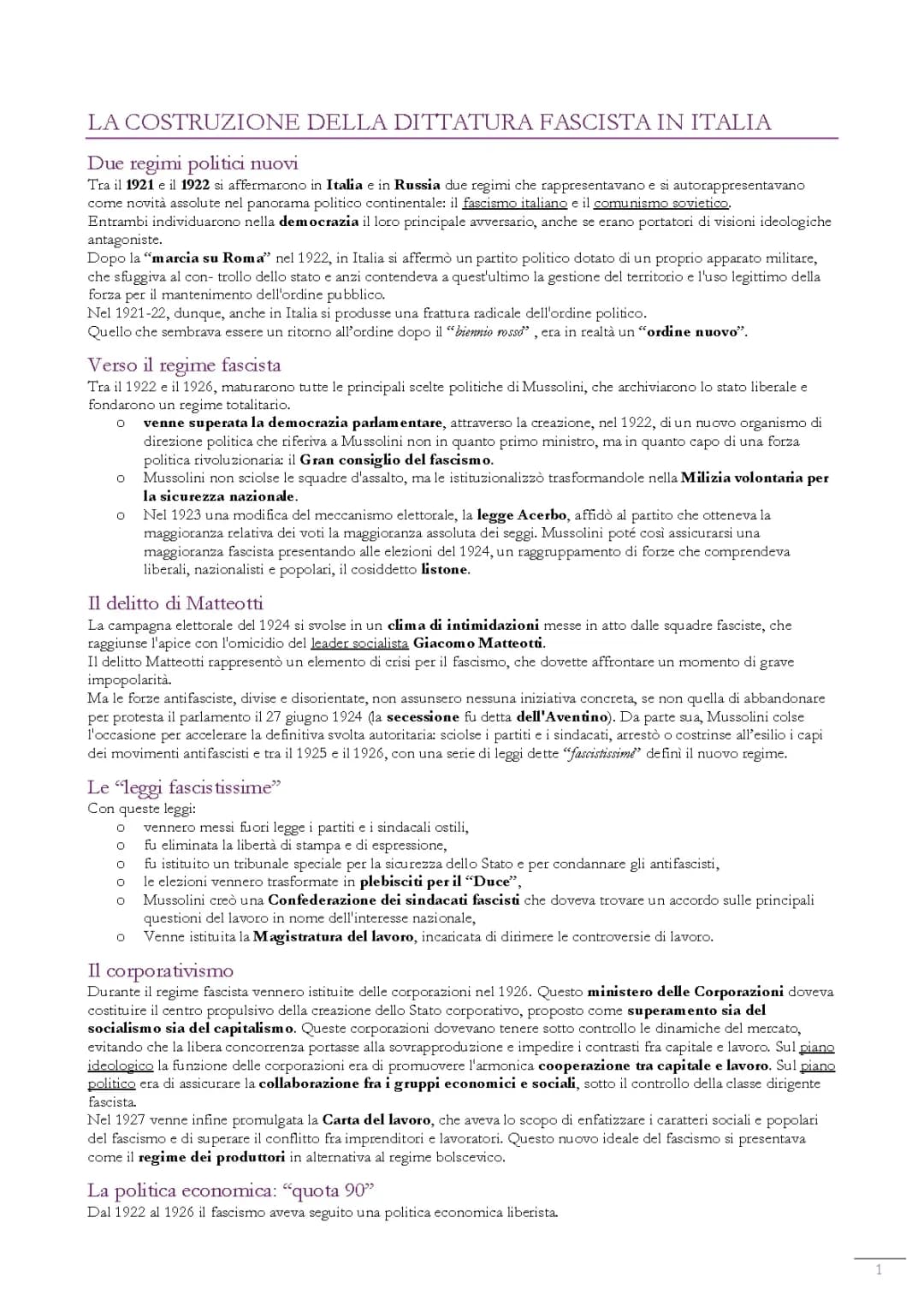 Appunti di storia dal fascismo alla 2 guerra mondiale 