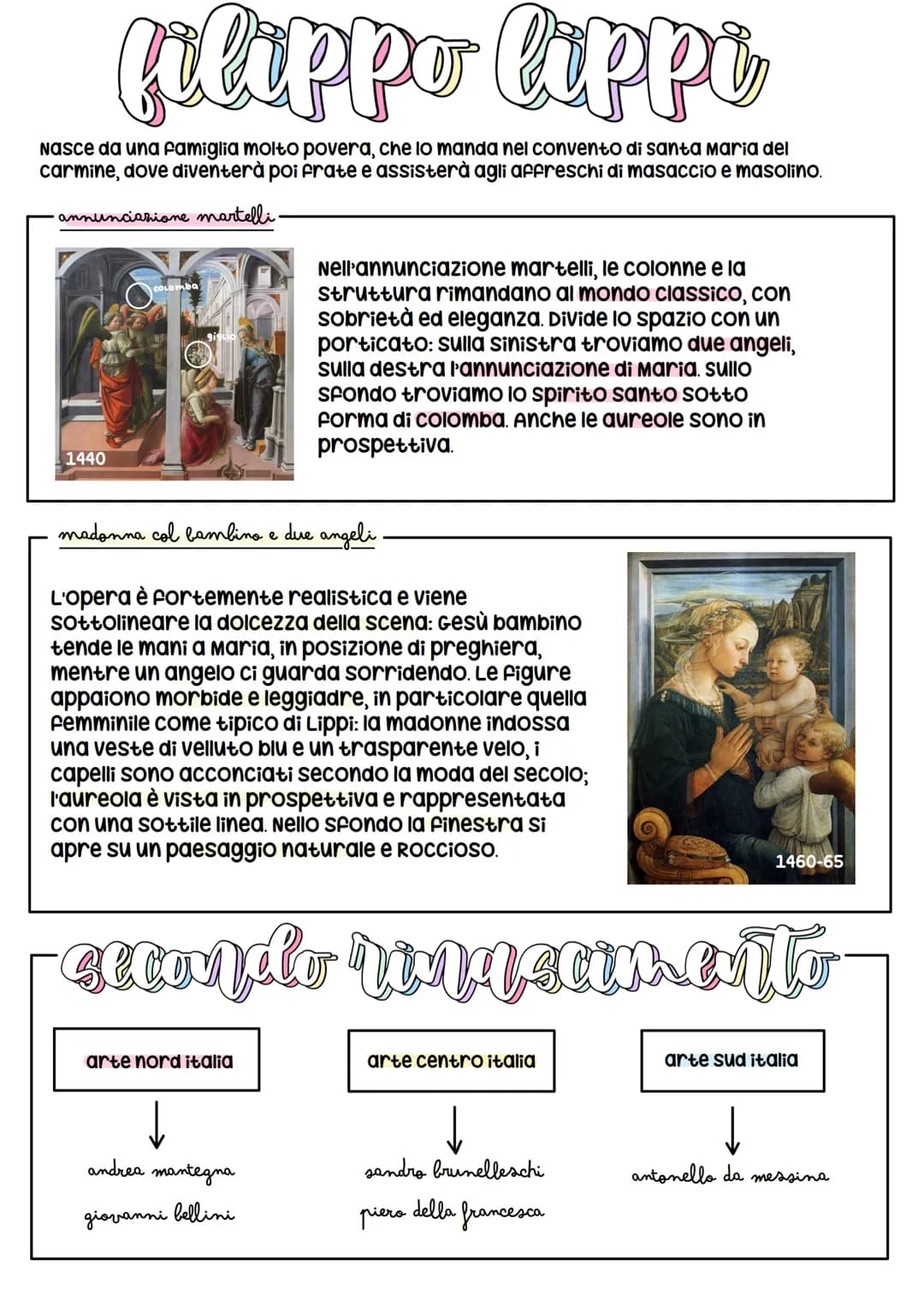 filippo lippi
Nasce da una famiglia molto povera, che lo manda nel convento di santa maria del
carmine, dove diventerà poi frate e assisterà