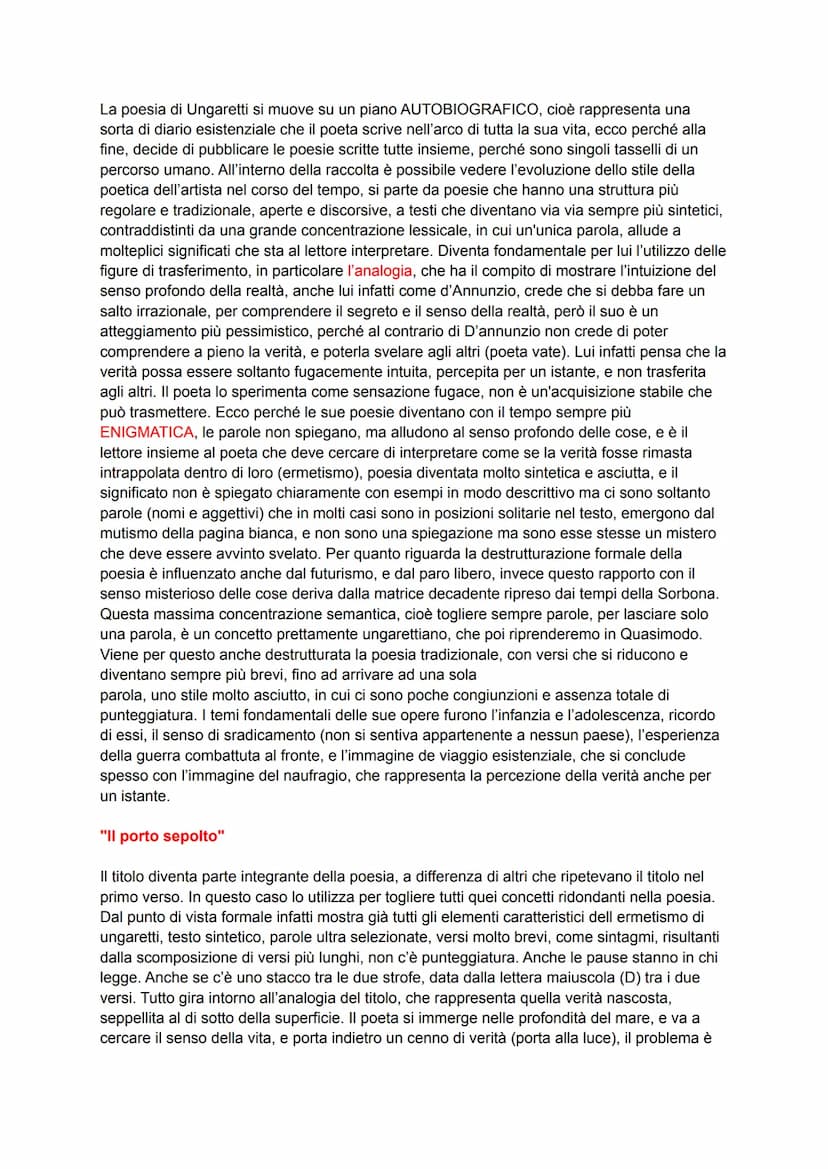 
<p>Giuseppe Ungaretti è nato ad Alessandria d'Egitto nel 1888. I suoi genitori erano di origini Lucchesi e si erano sposati lì perché il pa