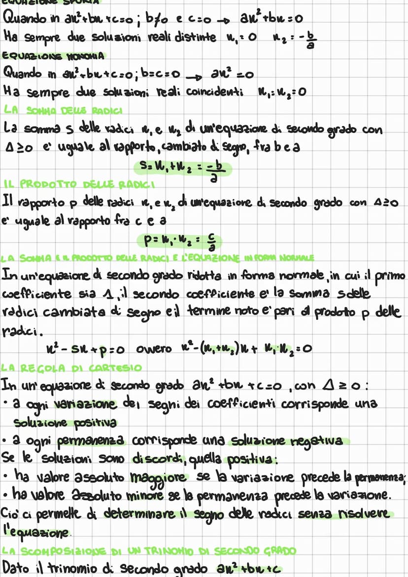 Appunti Hatematica capitolo 17
AL GEBRA
EQUAZIONI DI SECONDO GRADO
Un'equazione e' di secondo grado se, dopo aver applicato i principi
di eq