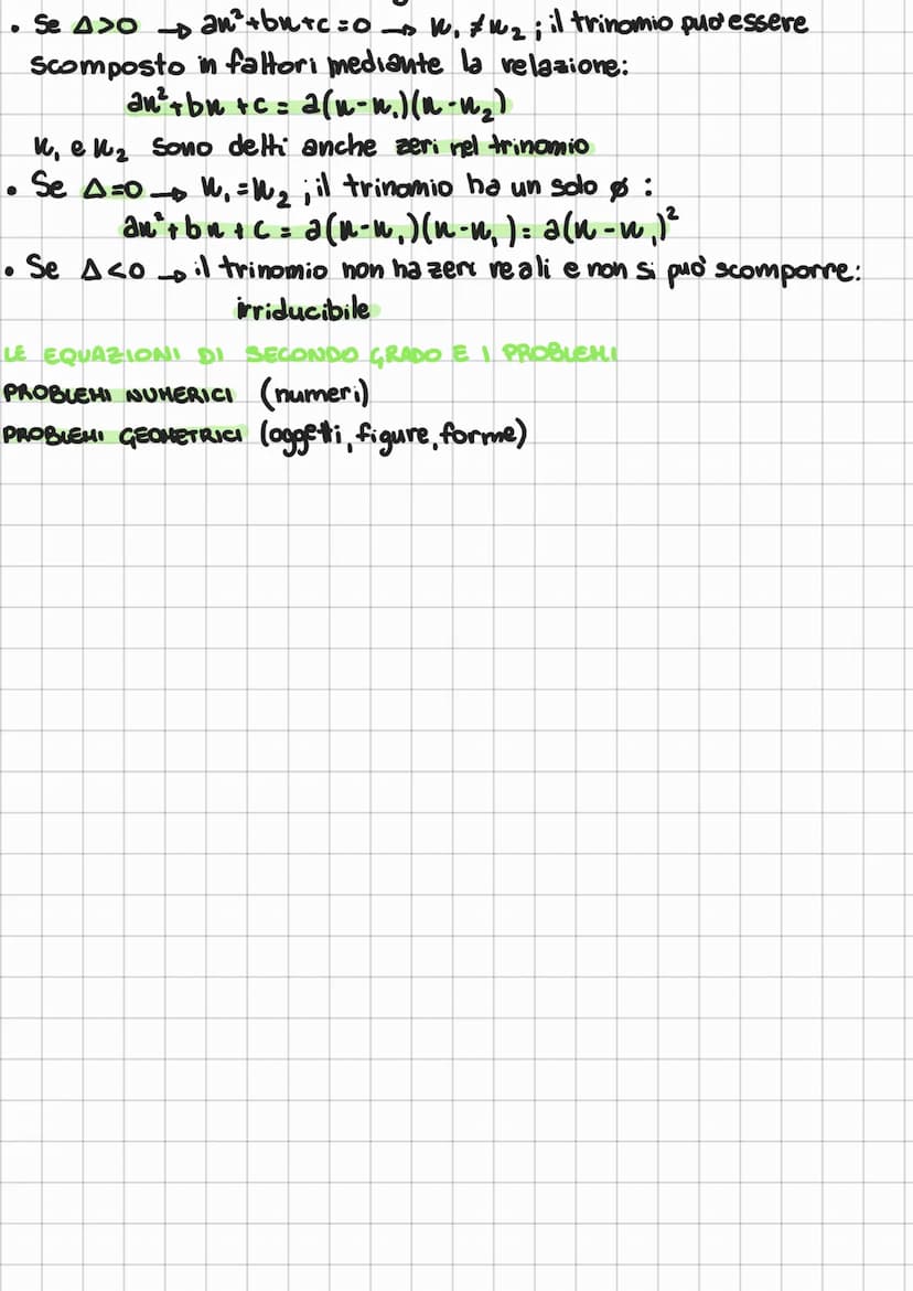 Appunti Hatematica capitolo 17
AL GEBRA
EQUAZIONI DI SECONDO GRADO
Un'equazione e' di secondo grado se, dopo aver applicato i principi
di eq