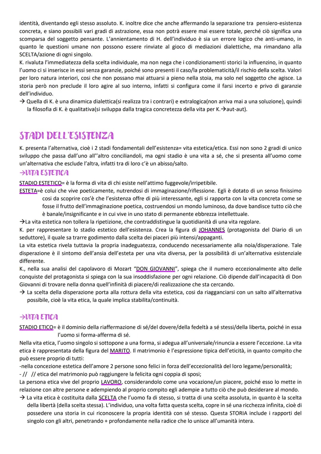 KIERKEGAARD
ESISTENZA COME POSSIBILITA/FEDE
Molti temi di K. sono in antitesi con i temi dell'idealismo romantico=
-la difesa della singolar