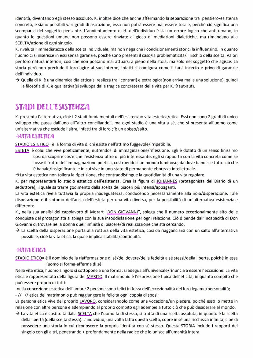 KIERKEGAARD
ESISTENZA COME POSSIBILITA/FEDE
Molti temi di K. sono in antitesi con i temi dell'idealismo romantico=
-la difesa della singolar