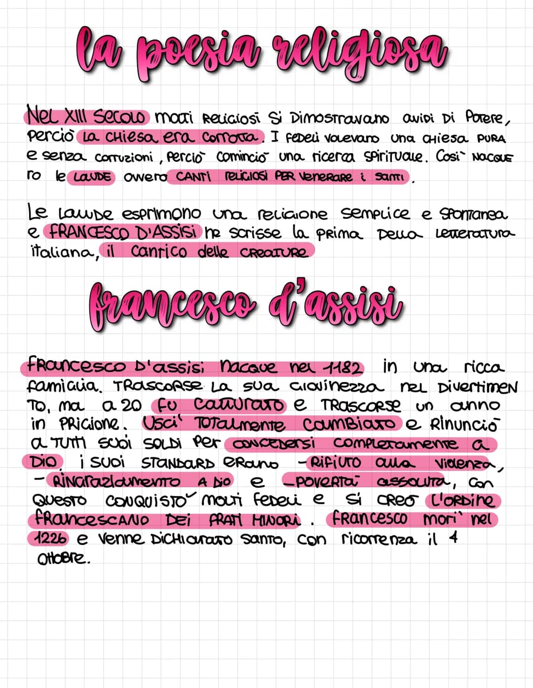 la poesia religiosa
Nel XIII secolo mati Religiosi Si Dimostravano aviDi Di Potere,
Percio La Chiesa era corrotta. I feDeLi volevano una Chi