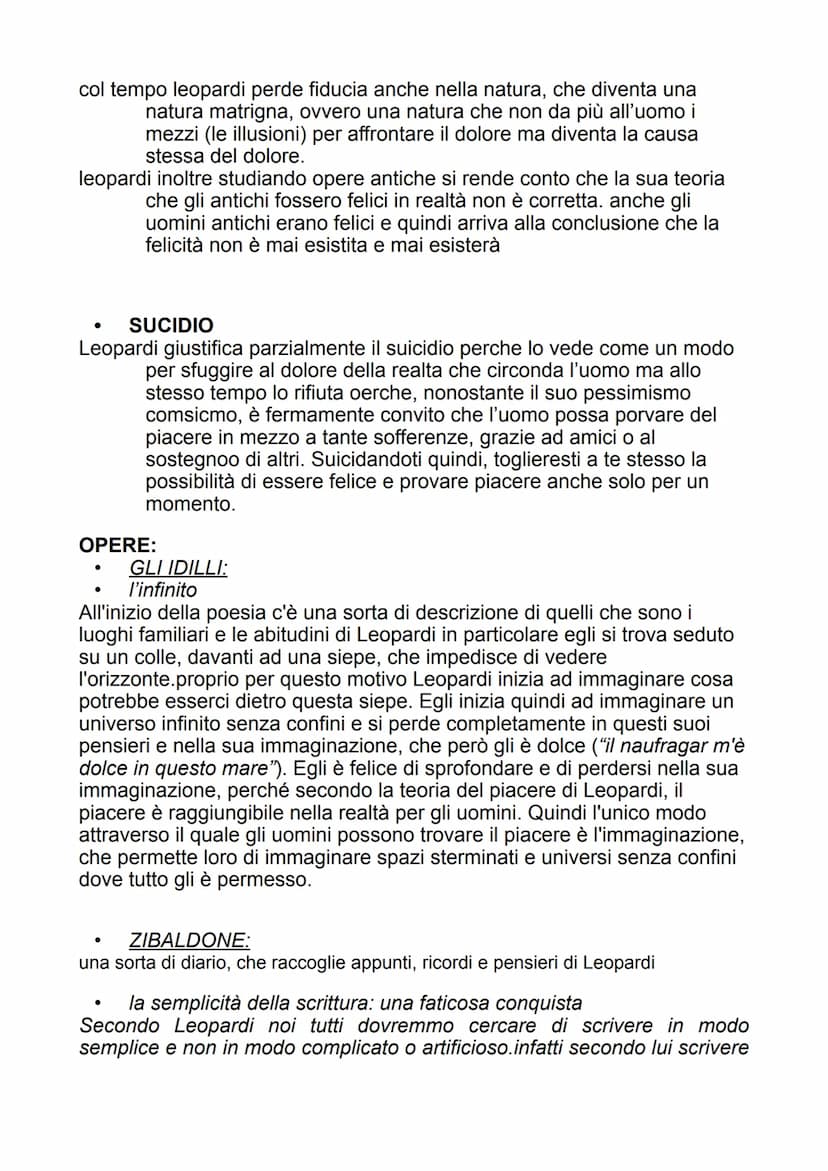 LEOPARDI
●
LA NATURA BENIGNA
dona all'uomo le illusioni, che gli permettono di nascondere attraverso
l'immaginazione i dolori che nascono da